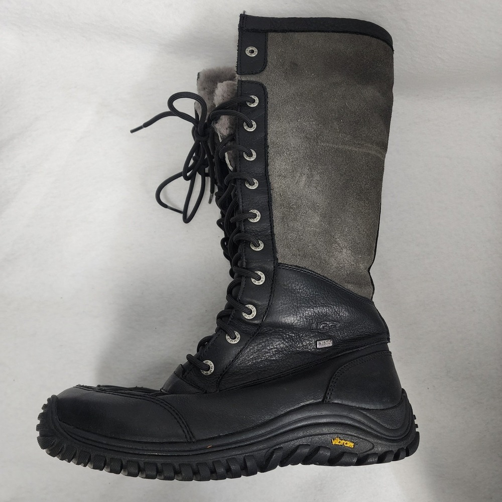UGG Australia Adirondack Tall 1001786 Womens US 9.5 Black Leather Winter Boots